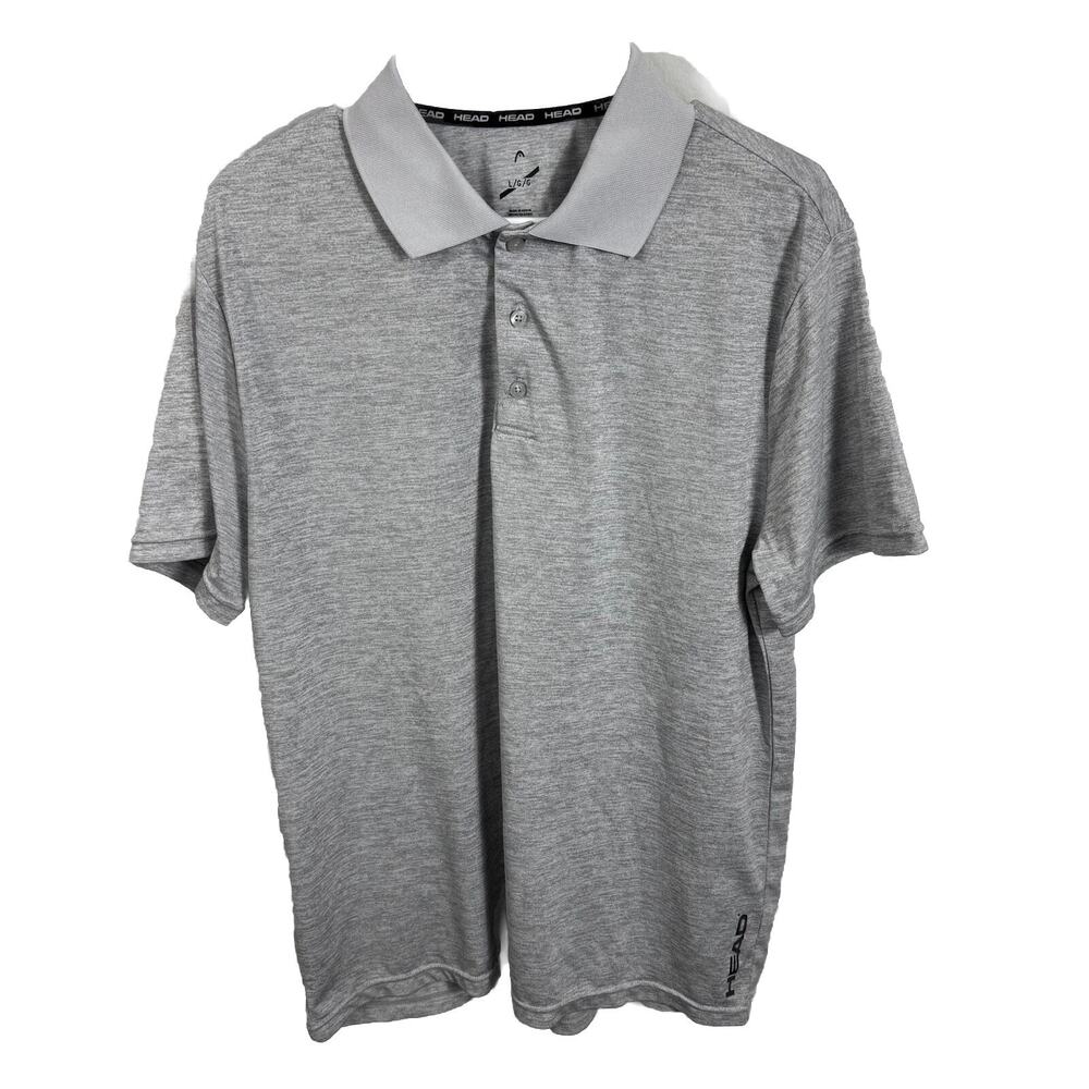 HEAD Men’s Large Performance Polo Shirt‎ Gray Tennis Golf Moisture Wicking